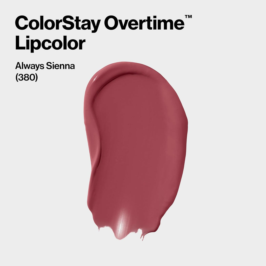Revlon Colorstay Overtime Liquid Lipstick With Clear Lip Gloss, Long-Lasting Lip Color, Dual Ended With Moisturizing Vitamin E, 380 Always Sienna, 0.07 Fl Oz