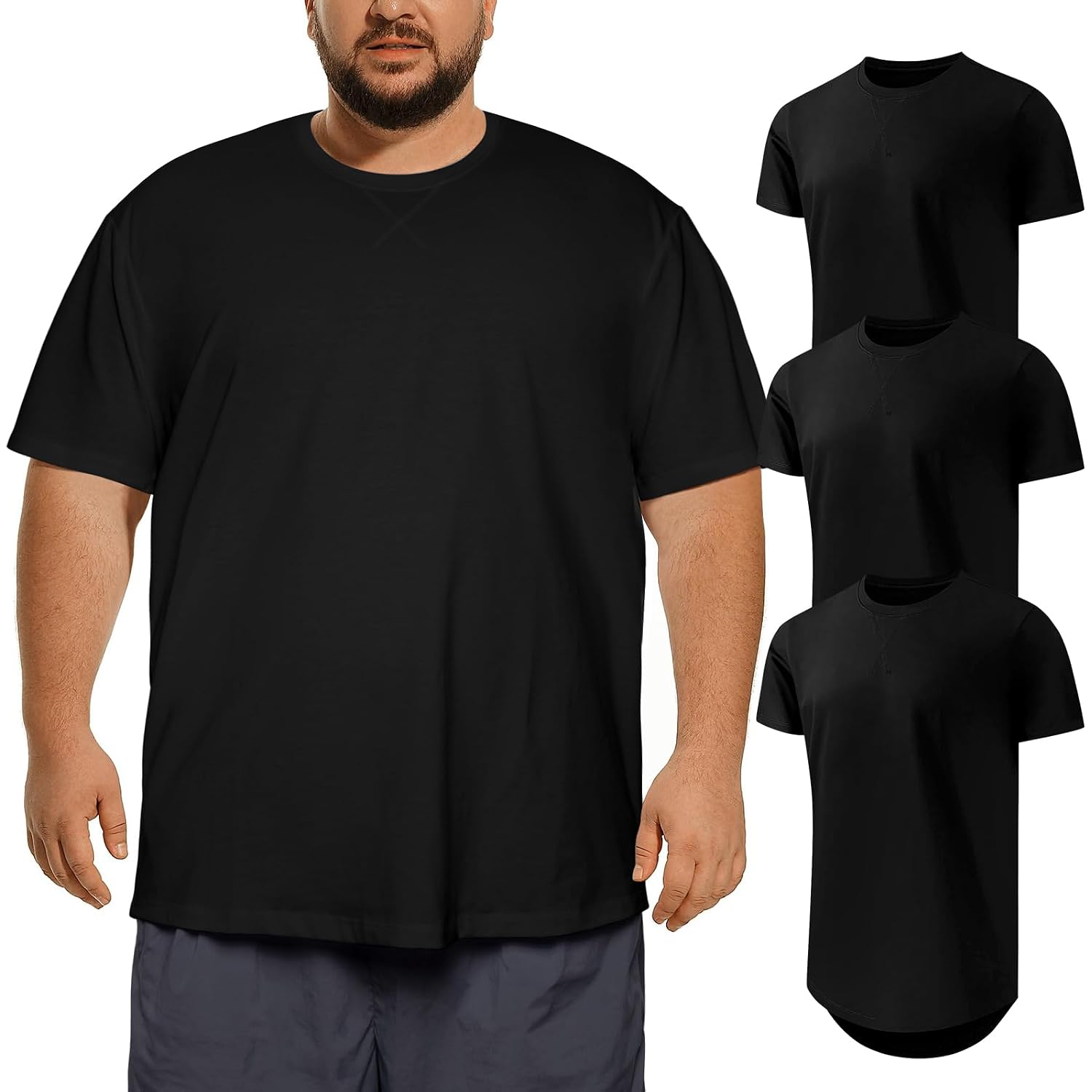 Men'S 3Xl-8Xl Big And Tall T-Shirts Casual Stretch Short-Sleeve Tee For Men
