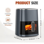 Sweetcrispy Air Fryer 6 Quarts With Window, 12-In-1 Square Airfryer Oven For Family, 400°F Rapid Air Crispy Technology, Roast Bake Dehydrate, Nonstick & Easy-Clean Basket