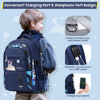 Acesak Backpack For Boys - Boy Backpack Schoolbag For Boys Kids Children Teens Girls Elementary Middle School Bags, Waterproof Lightweight Kids Bookbag Backpacks Casual Daypack With Lunch Bag Set