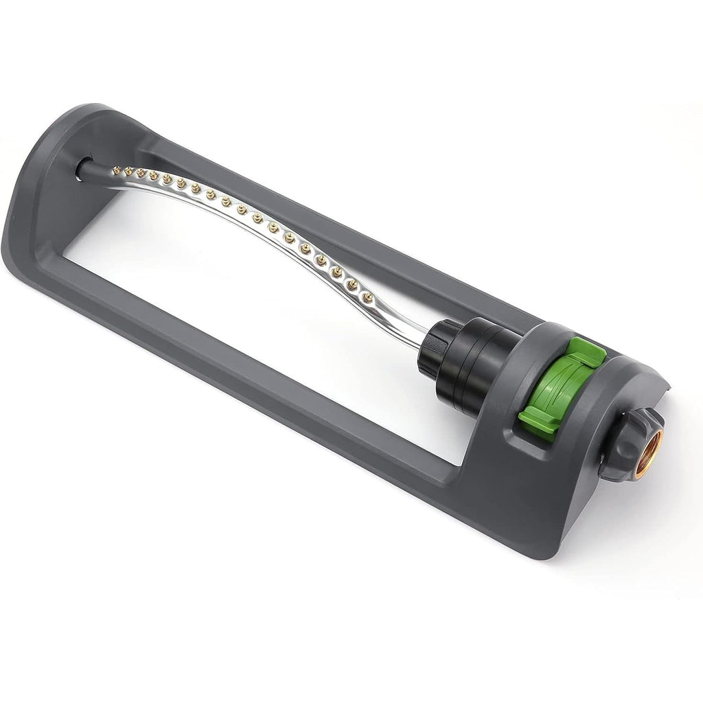 Lawn Sprinkler, 18-Hole Brass Nozzle Oscillating Sprinkler, Garden Tool For Lawns Up To 3,600 Square Feet, Jet Cleaning Needle Hidden On The End Of The Product, Gray