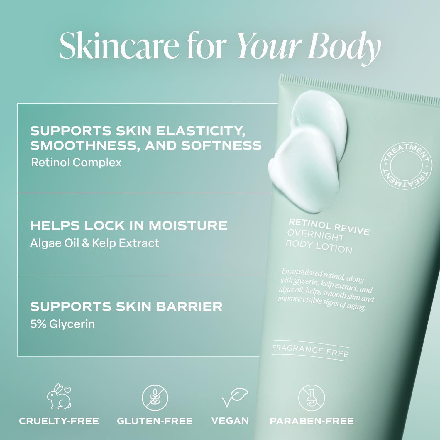 Saltair Retinol Revive Night Lotion – Dual-Action Retinol Body Lotion For Smoother, Firmer Looking Skin – Hydrating Moisturizer With Kelp, Allantoin & Glycerin – 10 Oz Pump Bottle