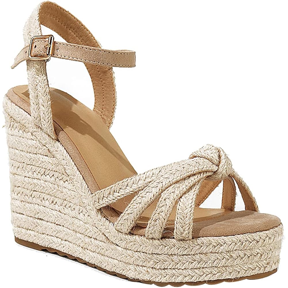 Mikarka Sandals For Women 2026: Comfortable Wedge Platform Sandals Women - Braided Espadrilles For Women Ankle Strap Open Toe Wedges Heels Beach Sandals Summer Shoes