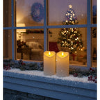 Homemory 6"X3" Outdoor Waterproof Flameless Candles, Led Candles, Battery Operated Candles With Remote And Timers, Electric Fake Plastic Pillar Candles, Ivory White, Set Of 2