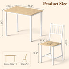Small Space 3 Piece Dining Table Set For 2, Compact Kitchen Table Set With 2 Chairs & Adjustable Feet, Modern Breakfast Nook Furniture For Apartment, Dorm, Or Home, White
