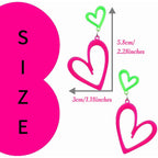 Neon Heart Earrings for Women Acrylic Neon Earrings 80s 90s Outfit for Women Glow Party Accessories Gifts Hot Pink Orange Green Yellow