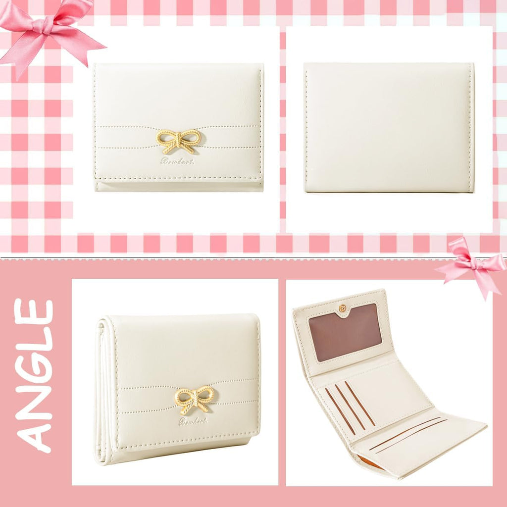 Cute Coquette Bow Small Wallet For Women Girls | Mini Wallet With Credit Card Slots Id Window