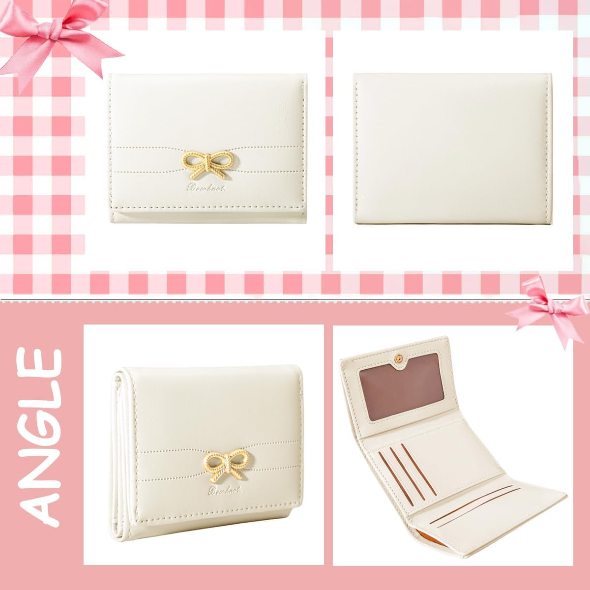 Cute Coquette Bow Small Wallet For Women Girls | Mini Wallet With Credit Card Slots Id Window