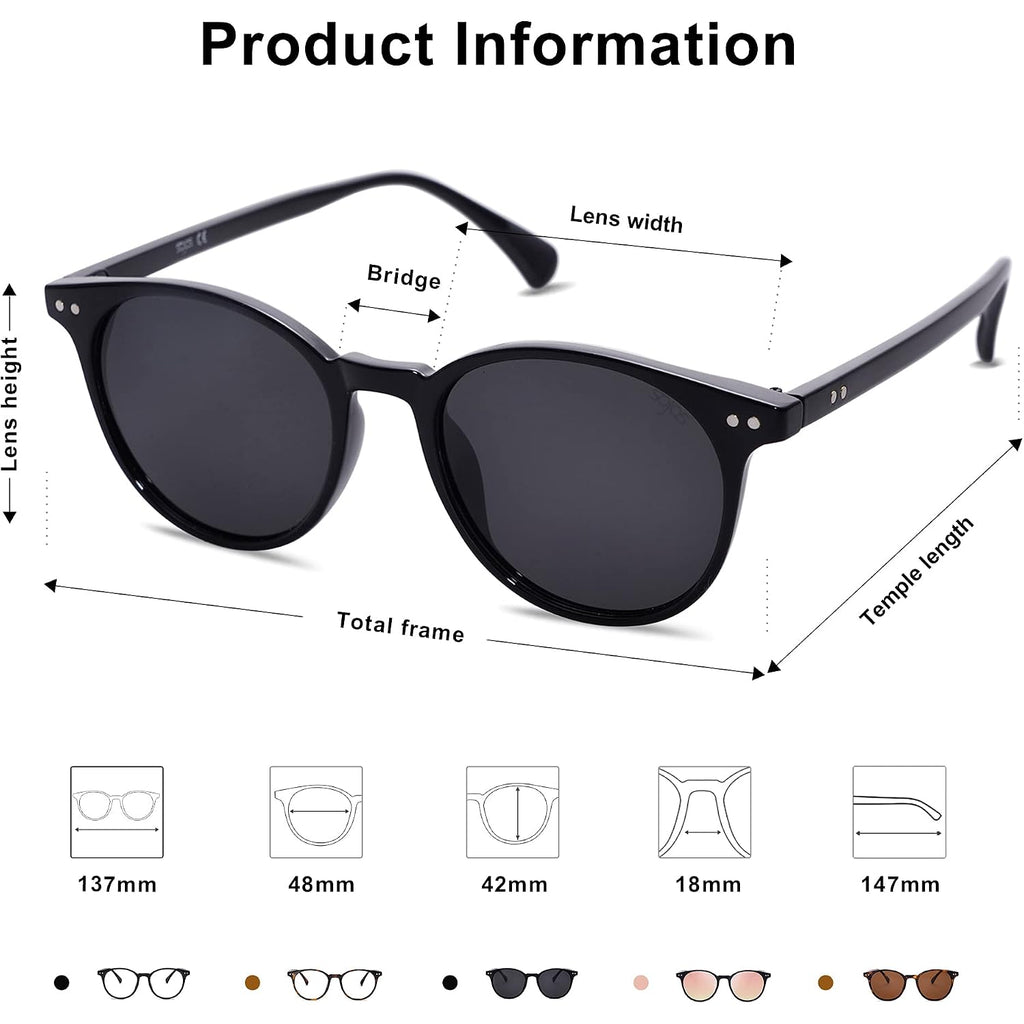 Sojos Small Round Classic Polarized Sunglasses For Women Men Vintage Style Uv400 Lens May Sj2113