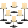 Elsjoy Set of 6 Black Pillar Candle Holders, Metal Pillar Candle Stand Fireplace Candelabras Set for Home Decor, Table Centerpiece, Wedding, 3 Sizes