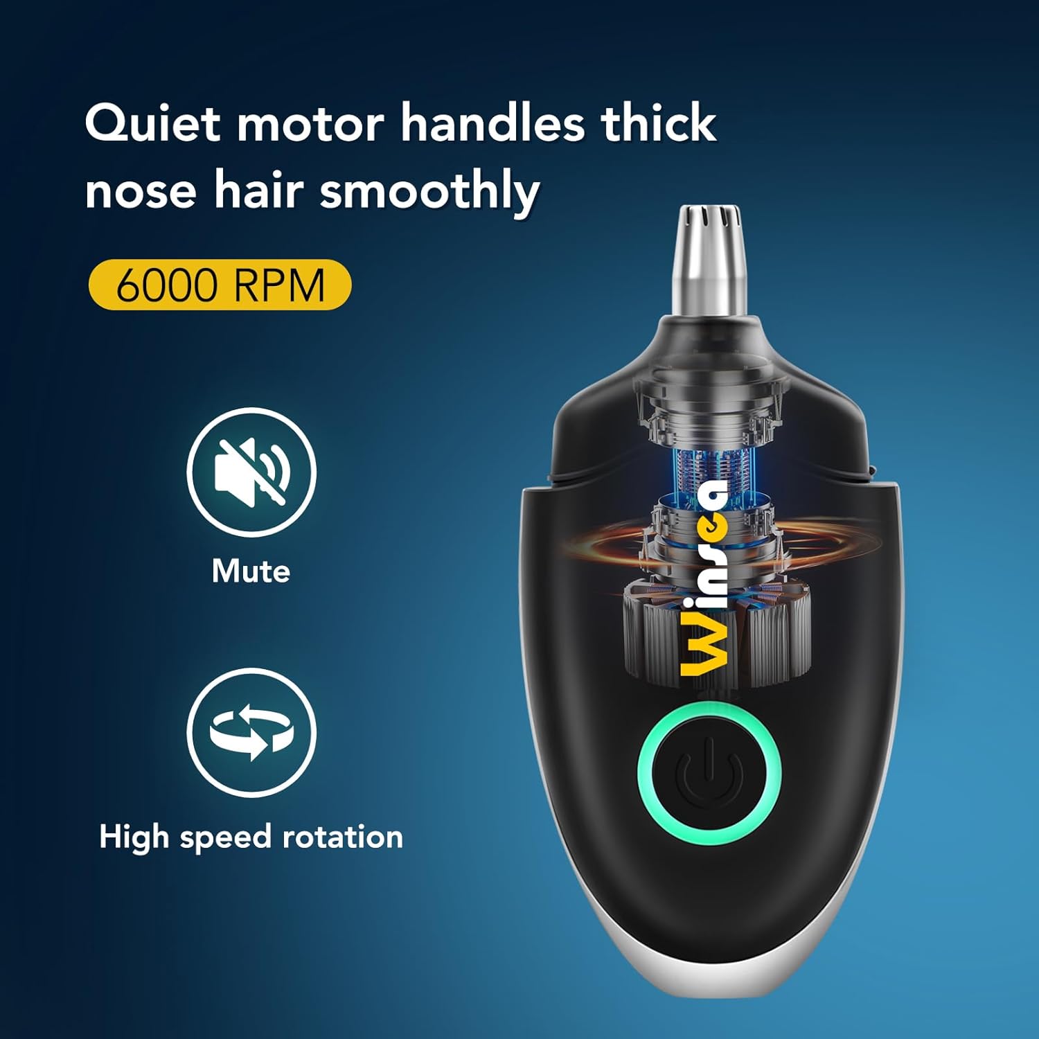 Winsea Ear and Nose Hair Trimmer for Men and Women – Travel Trimmer, High-Precision Nose Shaver, USB Rechargeable, Waterproof, Safe & Quiet Operation, Portable Ear Hair Remover Design (Black)