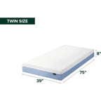 Zinus 8-Inch Twin Cooling Essential Memory Foam Mattress, White, Medium Feel, Fiberglass Free, Certified Safe Materials