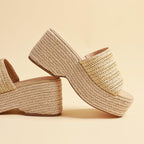 Platform Slip On Espadrille Sandals For Women Summer Wedges Slides -Flatform, Open Toe, Bohemia, Beach, Wedding