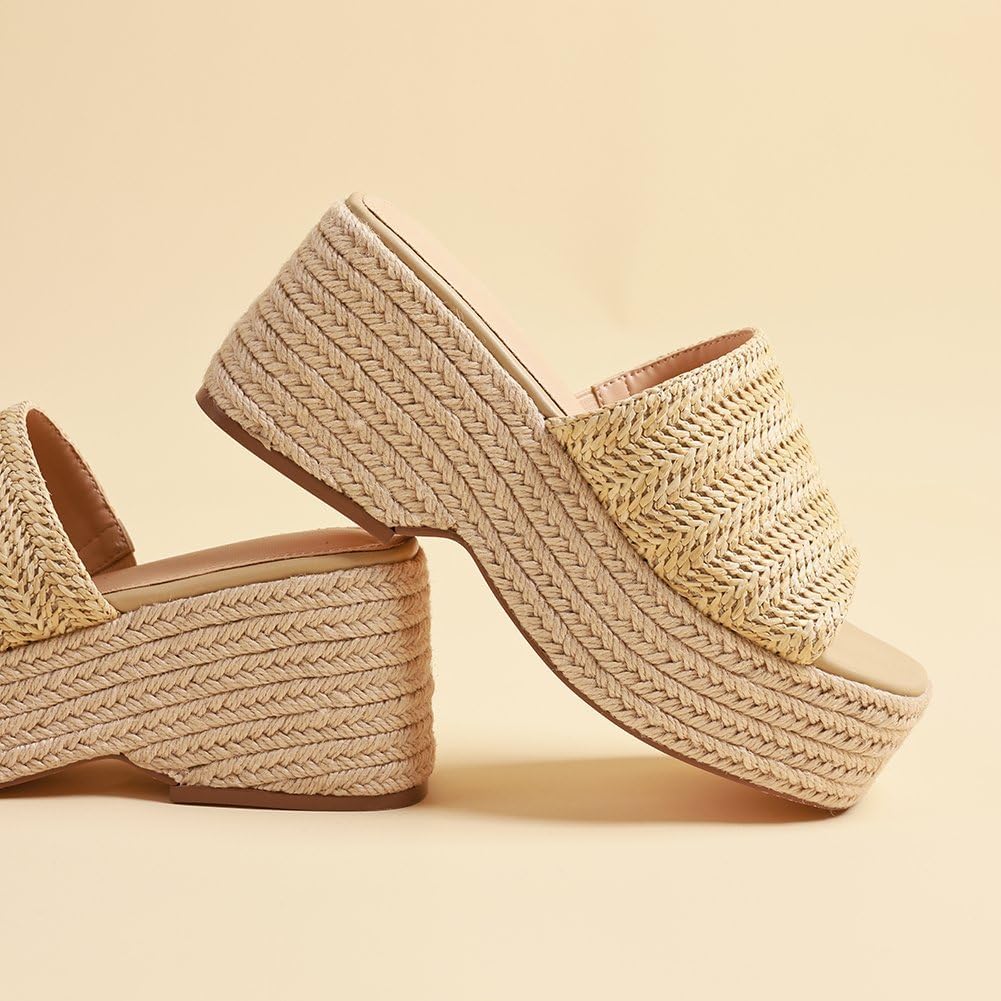 Platform Slip On Espadrille Sandals For Women Summer Wedges Slides -Flatform, Open Toe, Bohemia, Beach, Wedding