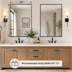 2-Pack 24"X36" Matte Black Framed Bathroom Vanity Wall Mirrors | Taller Vanity Pair, Balanced Twin-Sink Look, Matching Finish Across Rooms, Vertical/Horizontal Hanging, Tempered Glass
