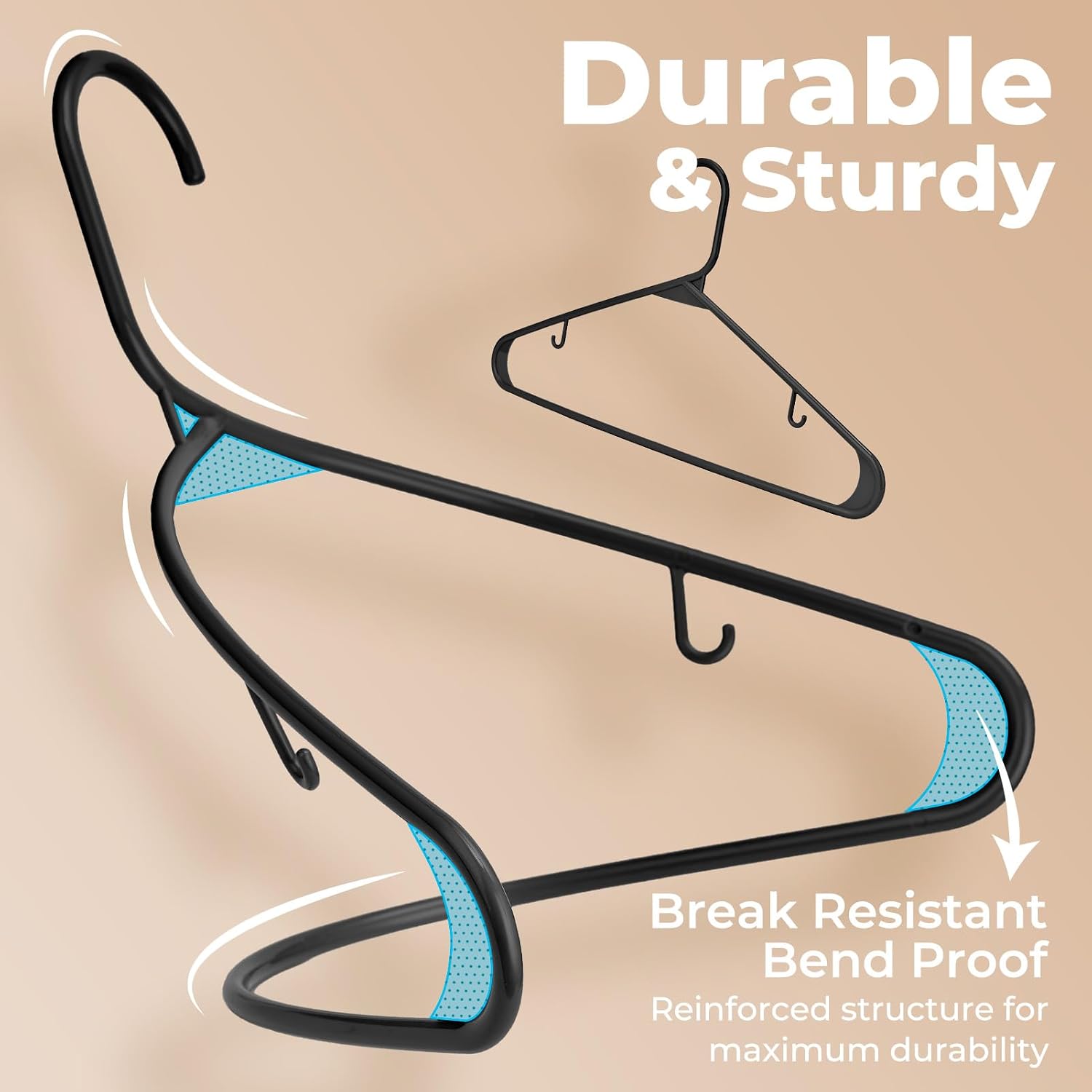 House Day Black Plastic Hangers 60 Pack, Clothes Hangers With Non Slip Hooks, Durable & Space Saving Coat Hanger, Light-Weight Clothing Hanger, Perfect Closet Organizer For Everyday Use