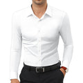Stretch Mens Dress Shirts Long Sleeve Slim Fit Dress Shirts For Men Muscle Fit Wrinkle Free Button Down Shirt