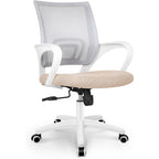 Neo Chair Office Desk Computer Chair Ergonomic Mesh Gaming Cushion Seat With Comfy Lumbar Mid Back Support Adjustable Height Swivel Rolling Wheels For Home Task (Beige)