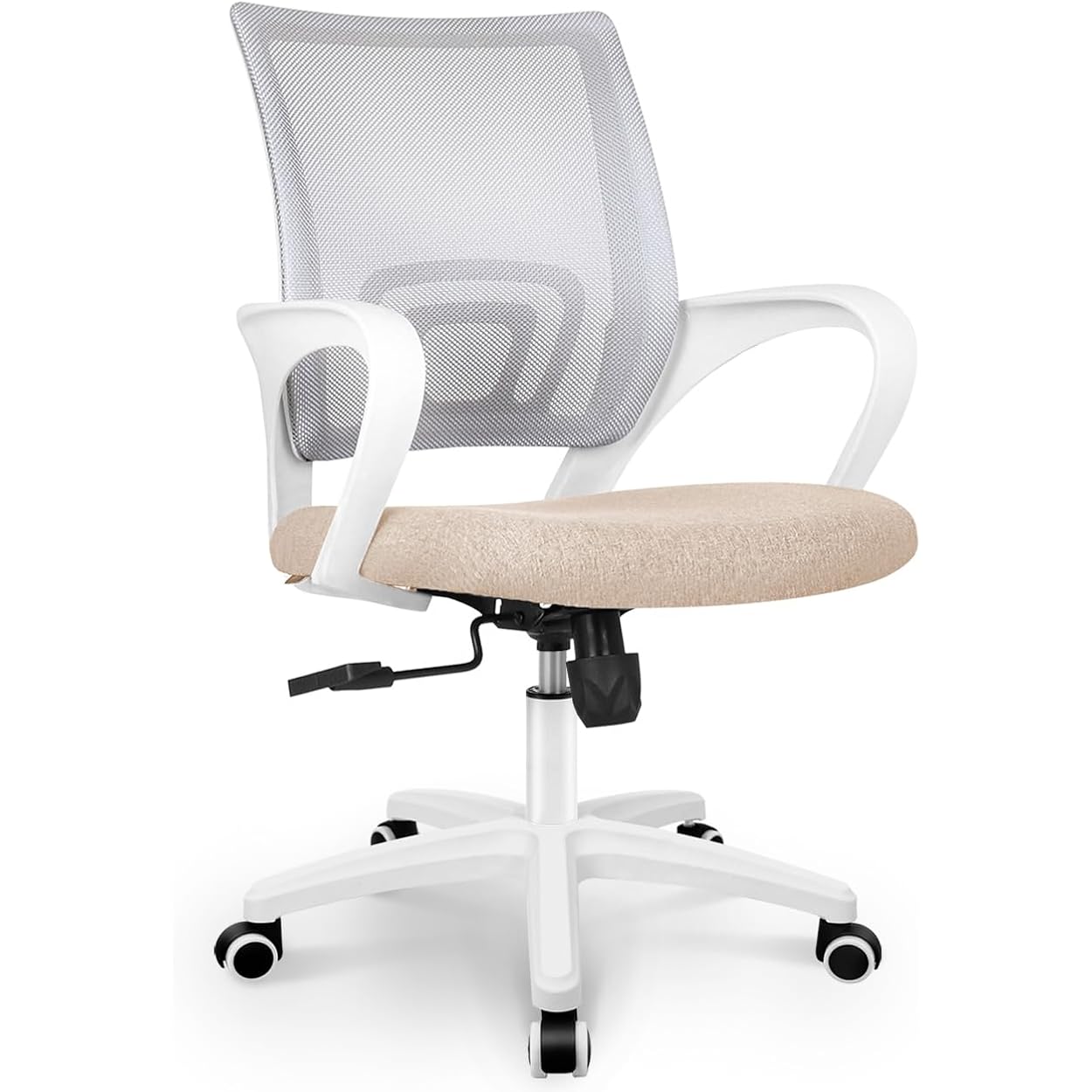 Neo Chair Office Desk Computer Chair Ergonomic Mesh Gaming Cushion Seat With Comfy Lumbar Mid Back Support Adjustable Height Swivel Rolling Wheels For Home Task (Beige)