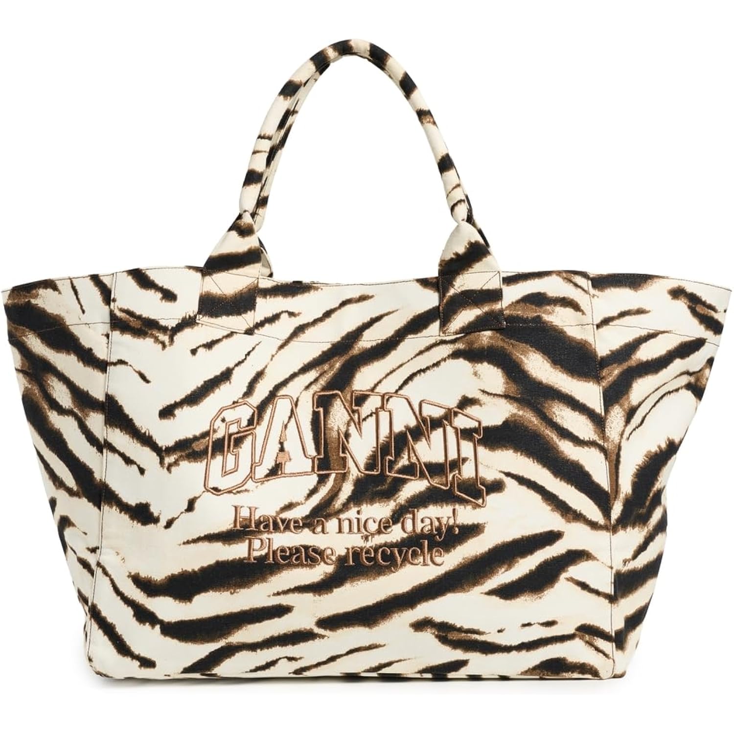 Ganni Women'S Xxl Zebra Shopper Tote