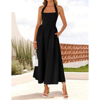 Zesica Women'S Summer Sleeveless Halter Midi Dress 2026 Off Shoulder High Waist Flowy Formal Wedding Guest Long Dresses