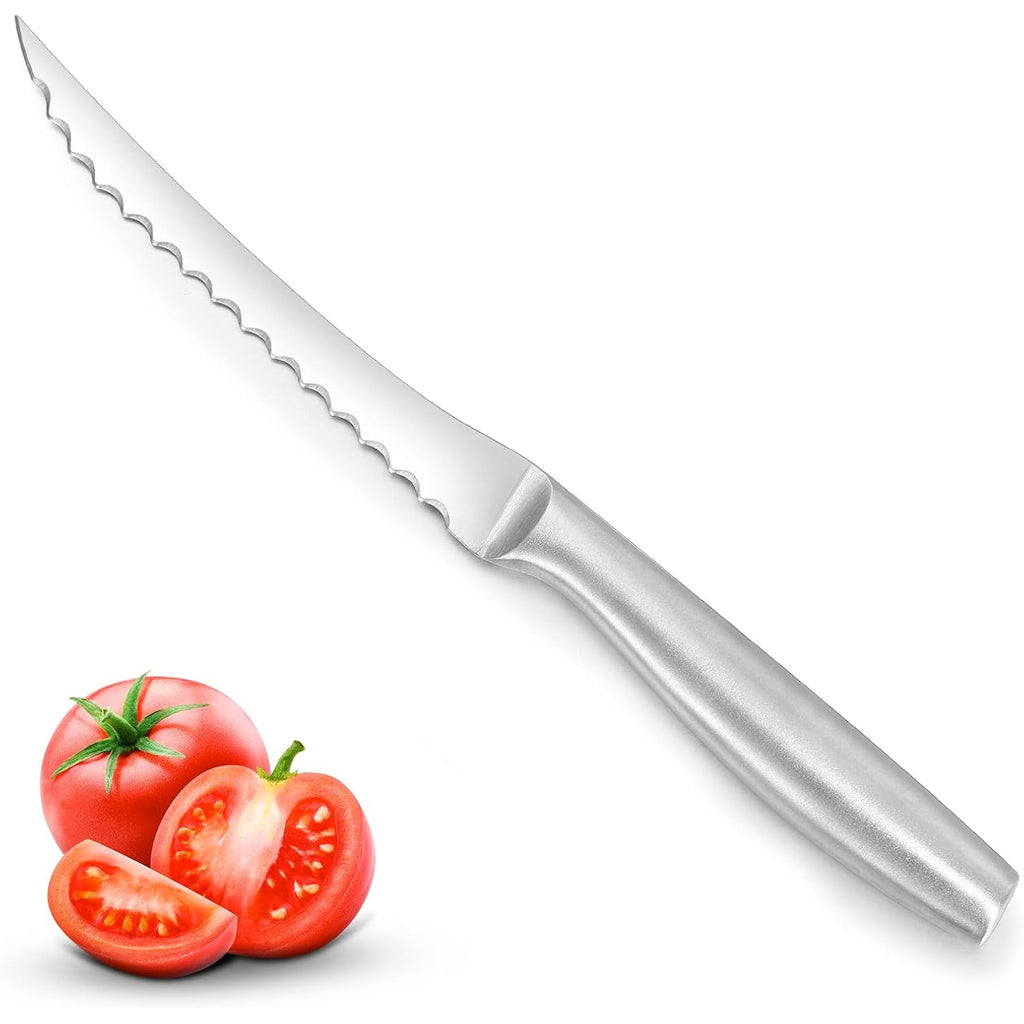 Omesata Tomato Knife, Tomato Slicing Knives Serrated Blade from High Carbon Stainless Steel for Smooth Cutting Tomatoes, Vegetables and Fruits