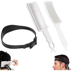 Fade Hair Trimming Guide For Men Haircut, Adjustable Silicone Curved Haircut Band, Curved Positioning Comb And Flat Top Comb For Home Diy Haircuts, Self Haircut Kit Guide Salon Styling Tools