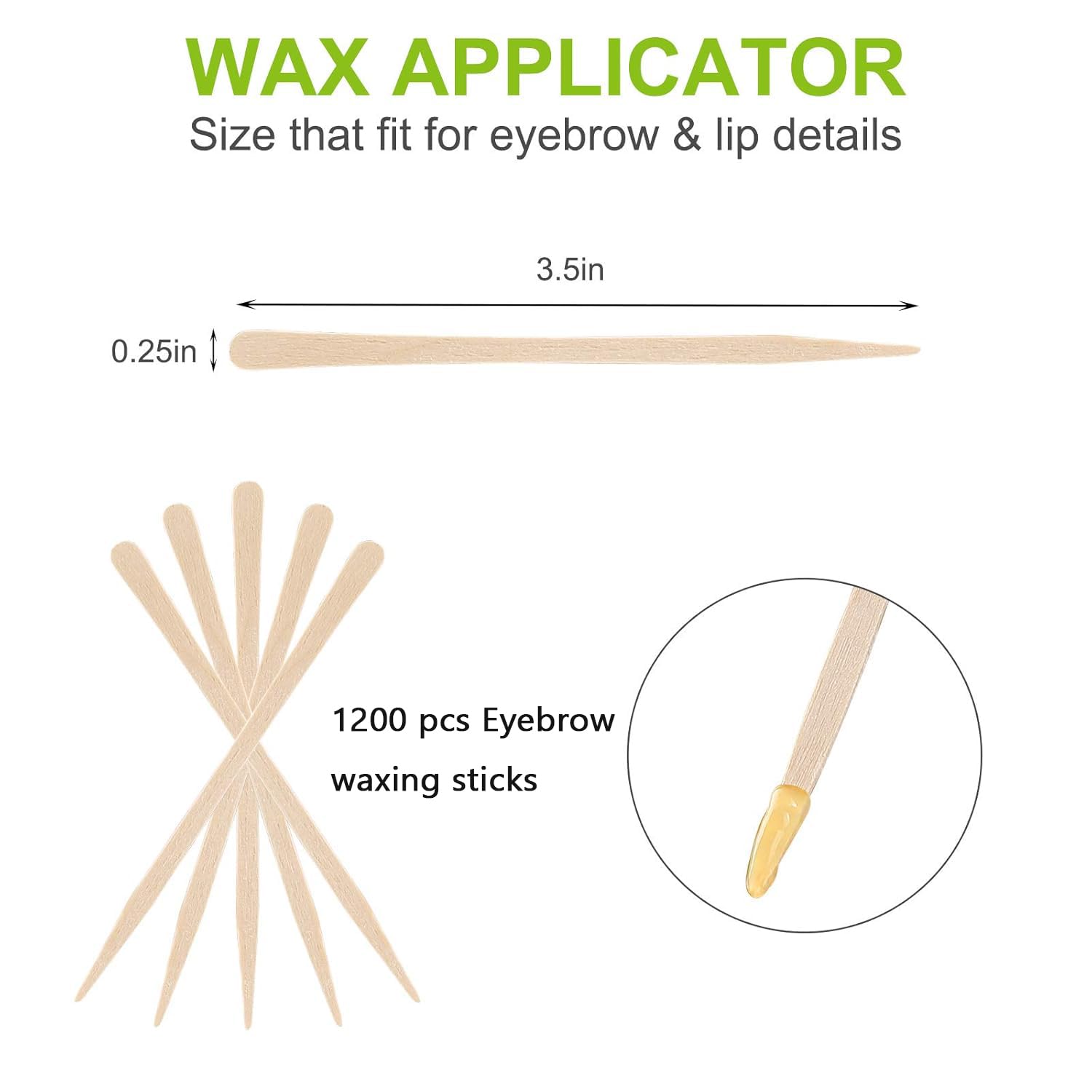 1200 Pack Wooden Waxing Sticks Wax Spatulas Sticks Small Wax Applicator Sticks Wood Craft Sticks Spatulas Applicator for Hair Eyebrow Nose Removal (Without Handle)