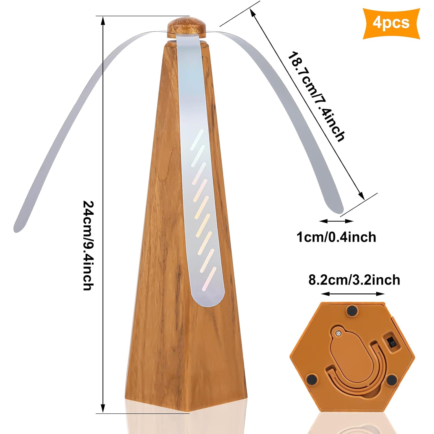 Yoiemivy Portable Fly Fans For Tables To Keep Your Food/Meal Clean For Outdoor, Indoor, Picnic, Dinner And Classroom, Wood Grain, 4 Pack