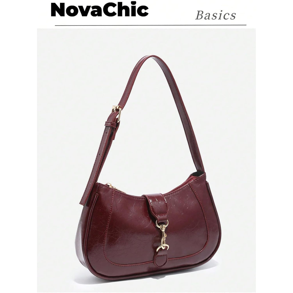 Women'S Retro Vintage Zipper Shoulder Bag Adjustable Strap Elegant Underarm Purse Handbags
