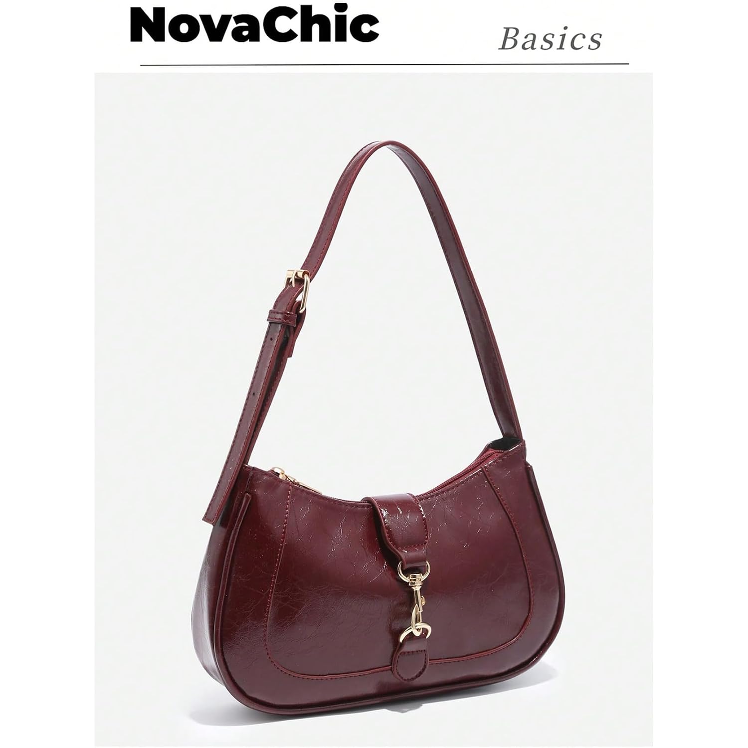 Women'S Retro Vintage Zipper Shoulder Bag Adjustable Strap Elegant Underarm Purse Handbags