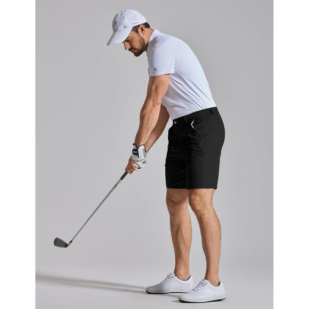 Coofandy Mens Golf Shorts 7" Inseam Lightweight Quick Dry Shorts Elastic Waistband With 3 Pockets Upf50