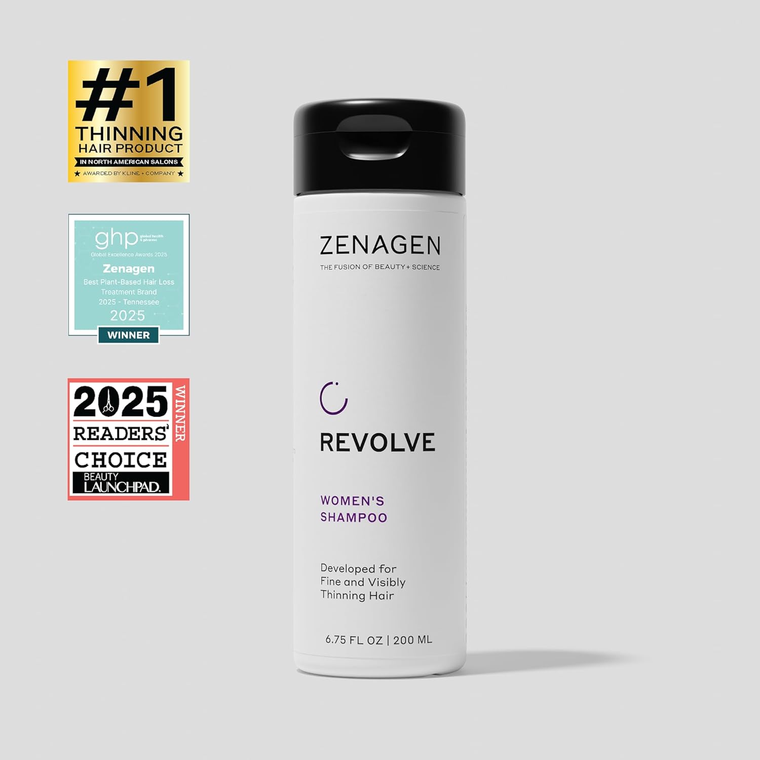 ZENAGEN Revolve Women's Thickening Shampoo | Supports Appearance of Fuller, Healthier-Looking Hair, Developed for Fine & Visibly Thinning Hair, Plant-Based, Color-Safe, 5-Minute Treatment
