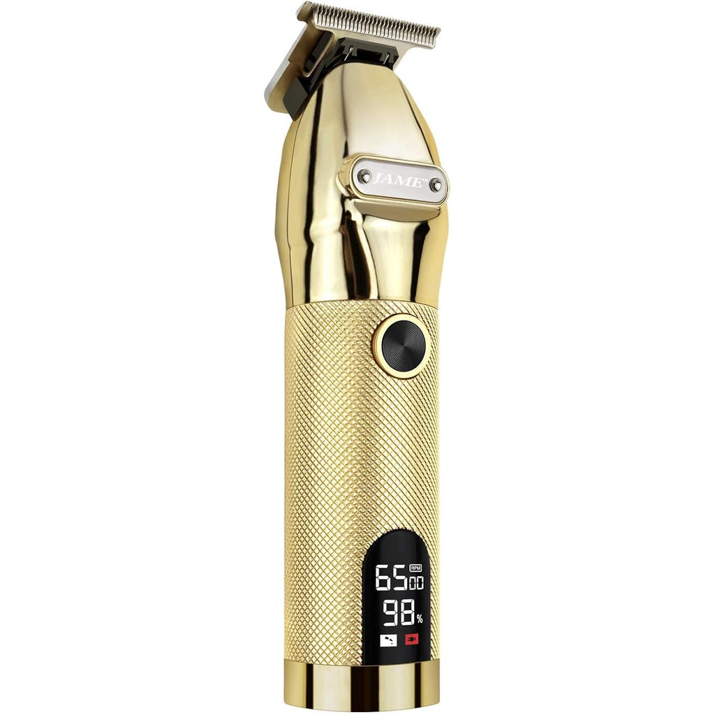 Professional Hair Trimmer Cordless Outlining Trimmer T Liners Clippers For Men Rechargeable Led Display Zero Gapped Trimmers For Barbers（Gold