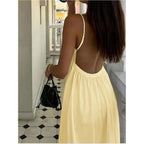 Soly Hux Women'S Summer Dress Backless V Neck Spaghetti Strap Loose Flowy Midi Cami Dresses