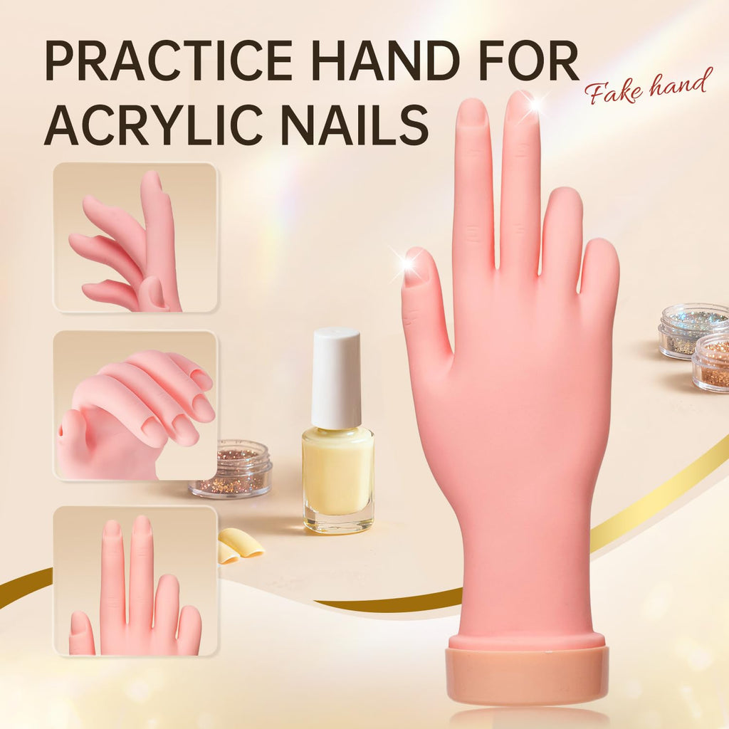 AORAEM Nail Trainning Hand Flexible Soft Practice Plastic Mannequin Hand Nails Tips Art Trainer Manicure Practice Hand Tool
