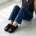 Cushionaire Pim Wedge Chunky Platform Womens Sandals With Firm Knit Upper & Memory Foam Summer Sandals For Women