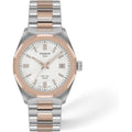 Tissot Prc 100 Solar, White Dial, 34Mm Watch For Women, Two-Tone Rose Gold And Silver Stainless Steel Bracelet, Solar Quartz Movement, T1518222211100