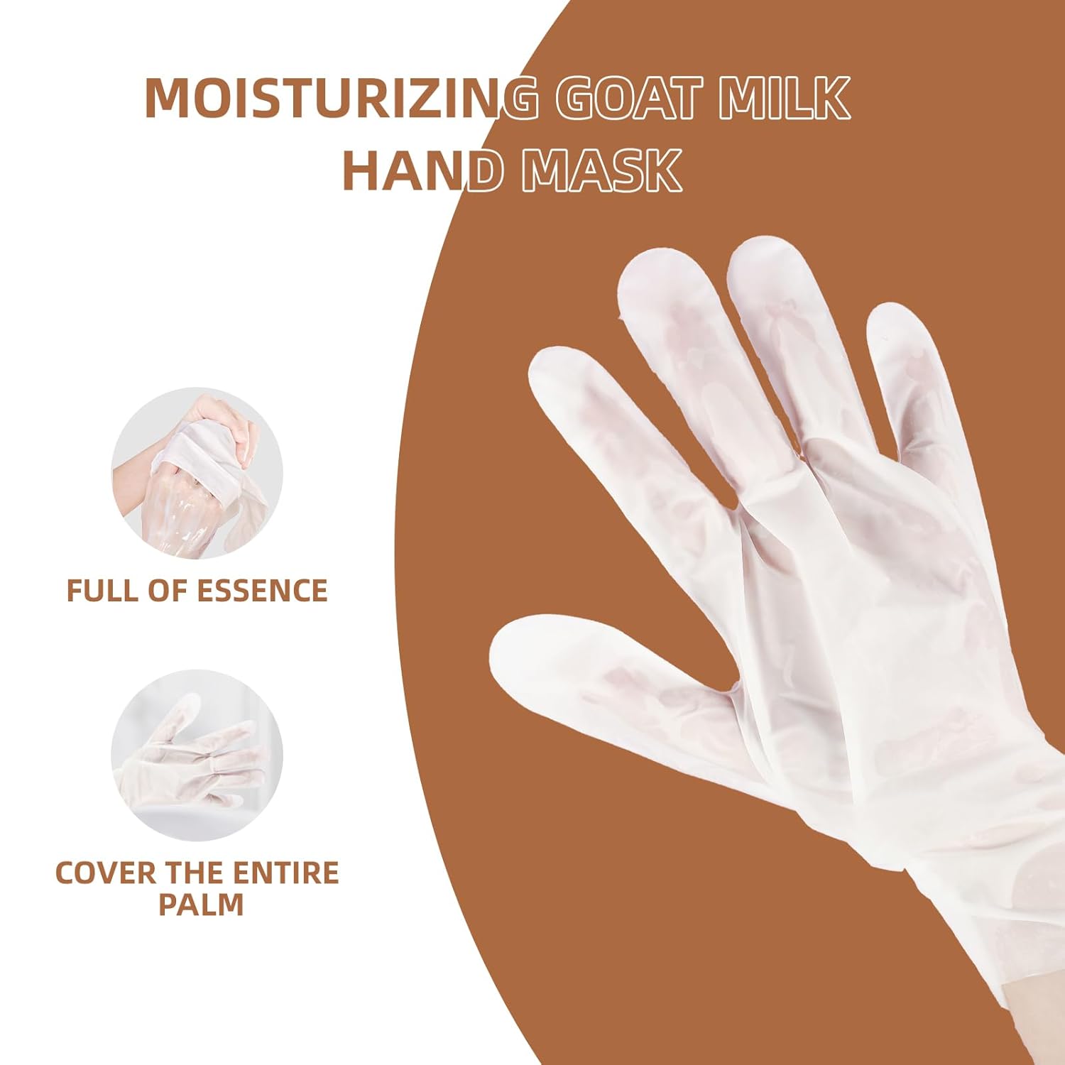 Mositurizing Hand Masks with Goat Milk,Hydrating Hand Glove for Dry Cracked Hands, Home Spa Hand Mask Gloves for Soft and Smooth Touch Skin (3Pack