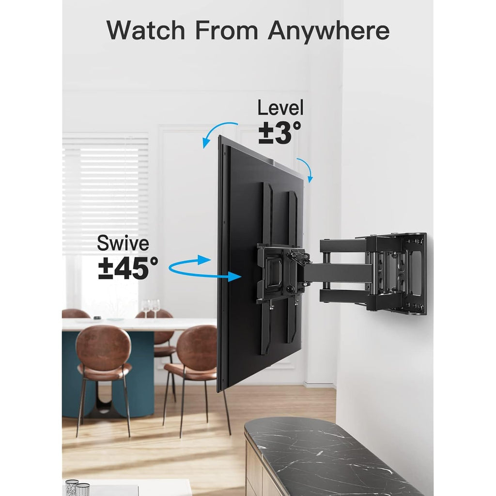 Pipishell TV Wall Mount for 26-74 inch LED LCD OLED 4K TVs up to 99lbs, Full Motion TV Mount Bracket Articulating Swivel Extension Tilting Leveling Max VESA 400x400mm, Fits 12/16 Inch Wood Studs