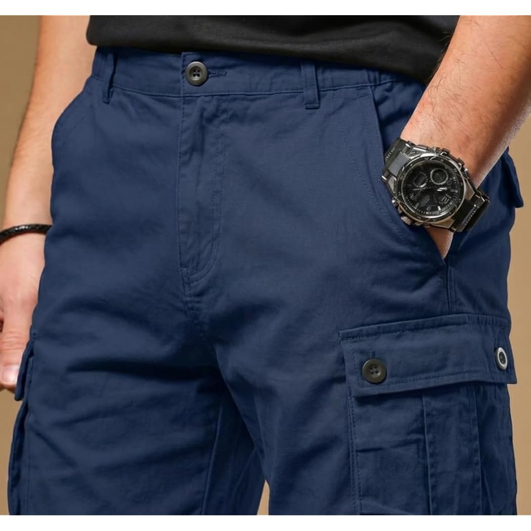 Vtuaol Men'S Cargo Shorts With Multi Pockets Casual Cotton Fishing Hiking Work Shorts