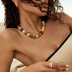 Summer Beach Jewelry Chunky Beaded Necklace for Women Trendy Statement Big Colorful Resin Bead Choker Necklaces Boho Charm Jewelry