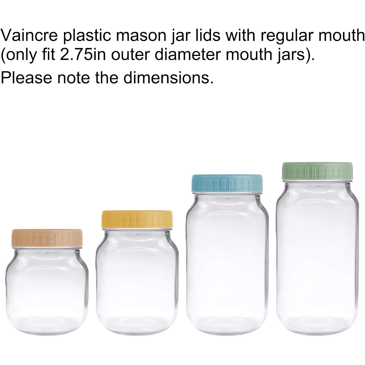 Vaincre 8PCS Mason Jar Lids - Colored Plastic Mason Lids Regular Mouth, Leak Proof Canning Covers with Silicone Rings for Ball, Kerr and More, Reusable Can Tops Caps Covers for Jars