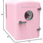 Frigidaire Retro 9-Can Mini Personal Fridge Portable Cooler for Car, Office, Bedroom, Dorm Room, or Cabin, 11.8" D x 7.1" W x 10.1" H, PINK