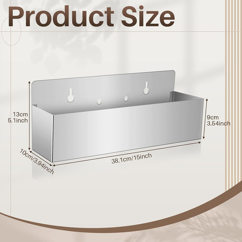 2 Pieces 15 Inch Single Speed Rail Stainless Steel Liquor Bottle Holder Wall Mounted Spray Bottle Rack Drink Rail Shelf For Bars, Silver