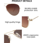 Polarized Aviator Sunglasses for Women Men, UV400 Protection Lens and Lightweight Metal Pilot Frame JX2775 Gold/Brown Gradient