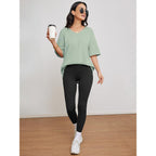 Athmile Womens Oversized Shirts V Neck Plus Size Spring Workout Summer Tops Beach Vacation 2026 Gym Clothes Basic Tee