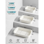 Le Tauci Deep Casserole Dishes For Oven, 13.7”X9.6” Ceramic Baking Dish Set With Roasting Racks, Large Lasagna Pans With Handles, Rectangular Bakeware As Gift For Mom, White (4.6Qt/3.0Qt/1.6Qt), Set Of 3