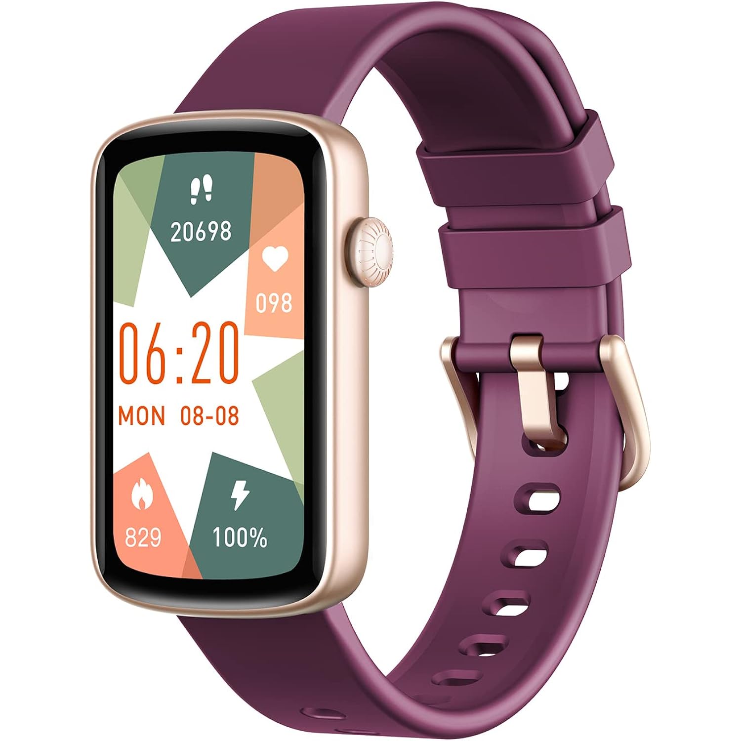 Fitness Watches for Women, LYNN2 Fitness Tracker with Heart Rate Monitor Blood Oxygen/Sleep Tracker Pedometer, Slim Step Tracker Watch for iOS/Android Phones Waterproof (Purple)