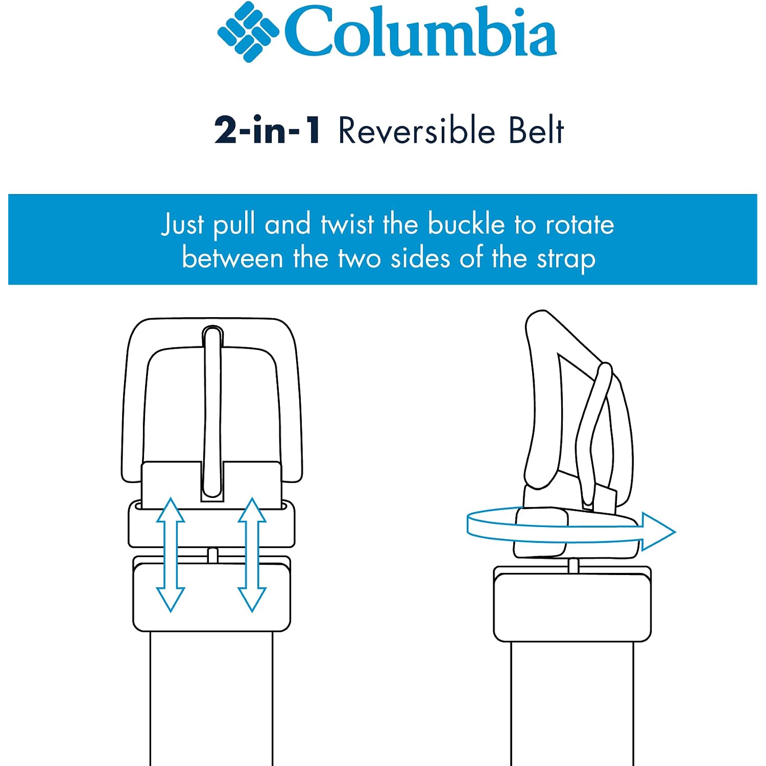 Columbia Men'S 2-In-1 Reversible Casual Leather Belt – Versatile Everyday Style, Dual-Sided Strap